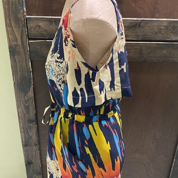 Off the shoulder Retro Dress with tie waist, pockets, & back cut out accent. - Picture 5 of 8